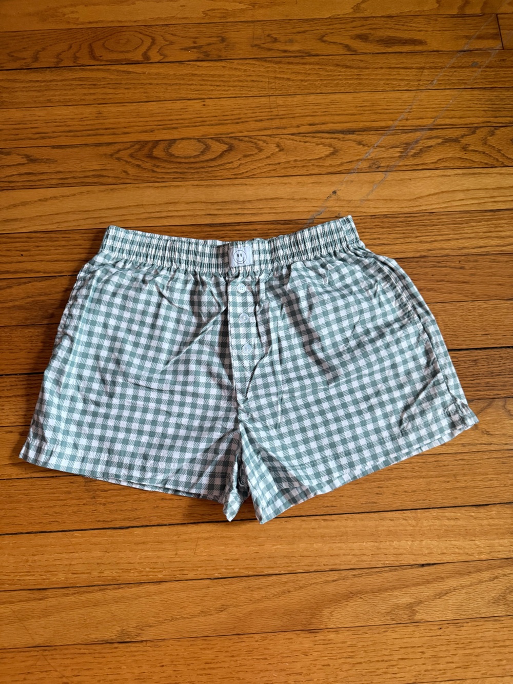 High-Rise Gingham Women’s Shorts in Sage Green